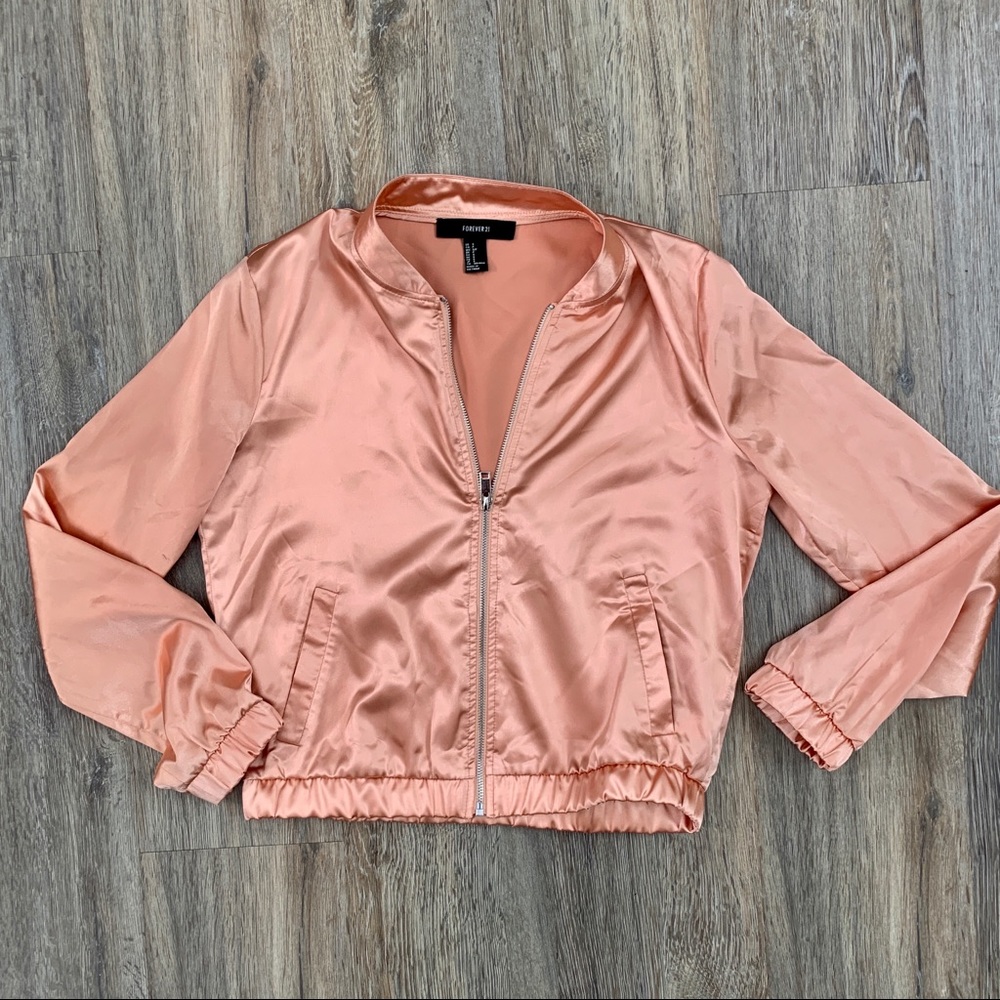 Forever 21 || Pink Satin Bomber Jacket - Picture 2 of 4